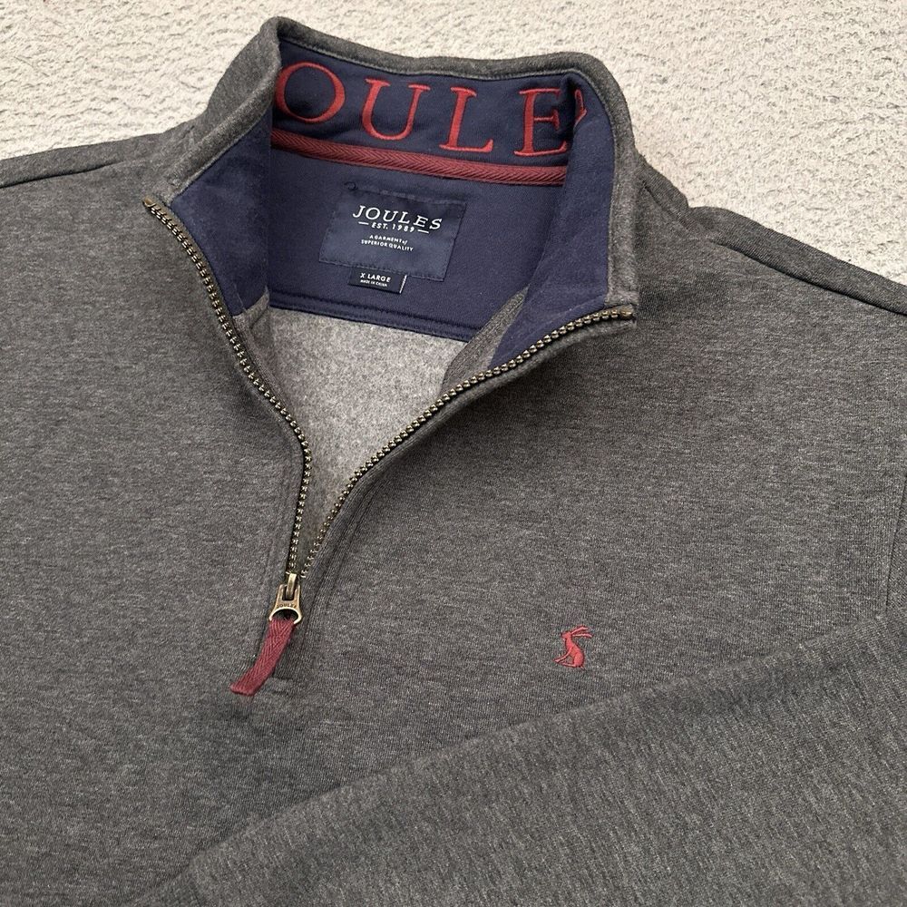 Joules Drayton 1/4 Zip Pullover Sweater Men's‎ XL Gray Heavyweight Embroidered